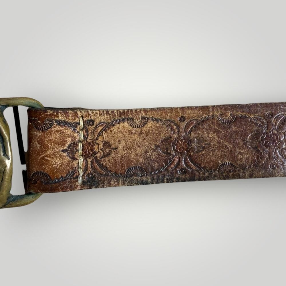 Tech Ether Guild "Colorado Sunrise" Brass J. Mcleod 1970s Hippie Buckle Belt - Picture 8 of 13
